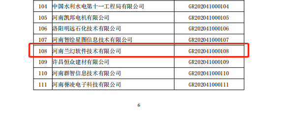 河南蘭幻軟件技術有限公司獲得國家高新技術企業(yè)認定